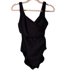 Miraclesuit Estilo Chocolate Brown Swimsuit 8 Surplice Wrap Slimming Minimalist